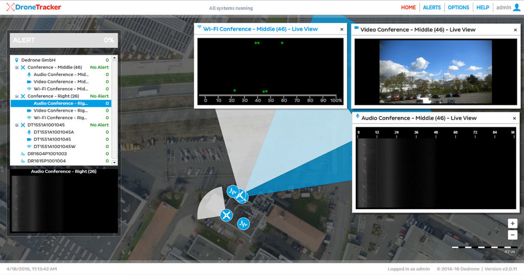 DroneTracker software from Dedrone / via Dedrone